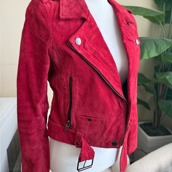 BLANK NYC RED MOTO JACKET XS SUEDE - Picture 2 of 6